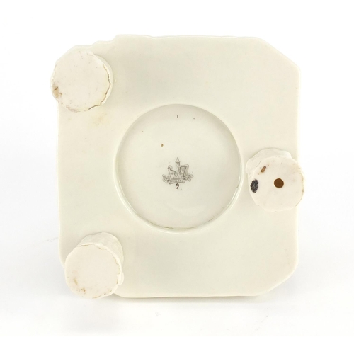 628 - Early Belleek beehive design preserve pot and cover, hand painted with bees, factory marks to the ba... 