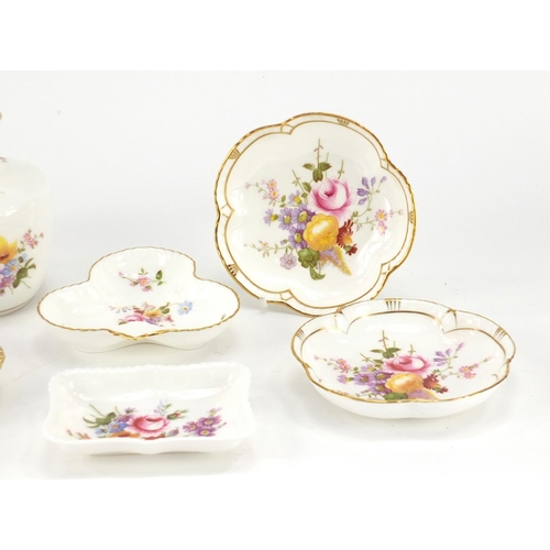 110 - Royal Crown Derby Derby Posies vase and five dishes, the vase, 10.5cm high