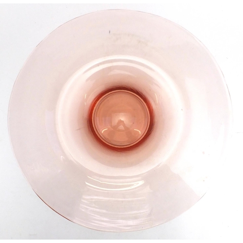 2383 - Large continental peach glass charger, 45.5cm in diameter