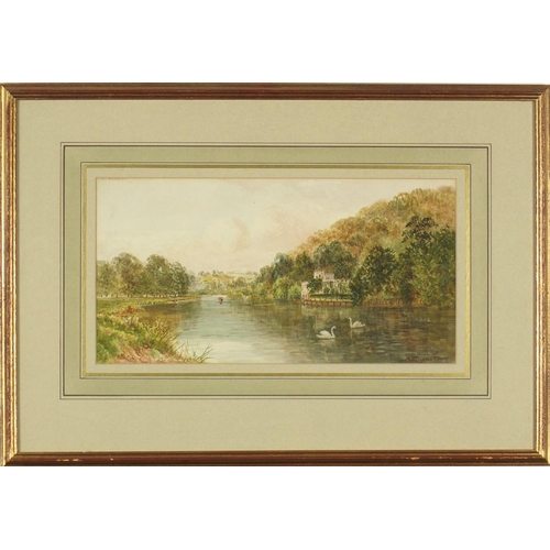 1240 - Three English watercolours comprising two by John Reginald Goodman and a river landscape by Walter D... 