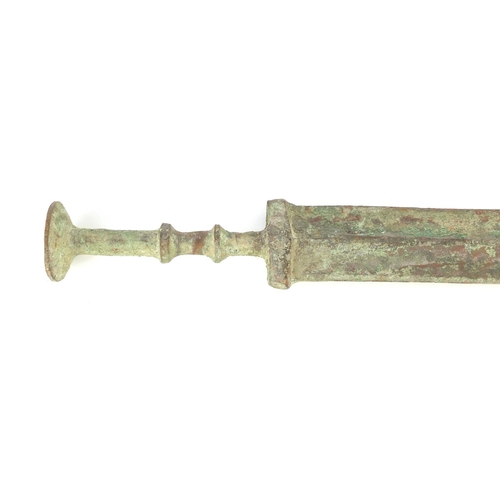 598 - Patinated bronze short sword possibly Islamic, 54cm in length