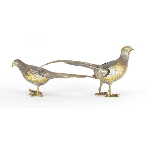 765 - Pair of silver gilt pheasants, each engraved Presented to Patricia Lawrence President 1964-1966 GALH... 