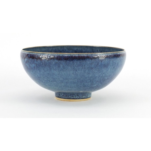 430 - Chinese blue purple glazed porcelain bowl, six figure character marks to the base, 16cm in diameter