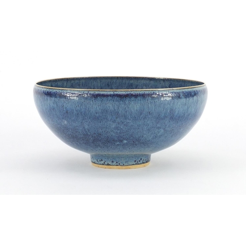 430 - Chinese blue purple glazed porcelain bowl, six figure character marks to the base, 16cm in diameter