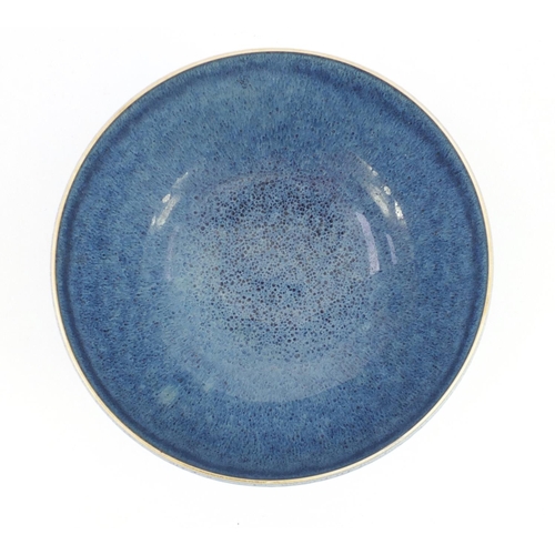 430 - Chinese blue purple glazed porcelain bowl, six figure character marks to the base, 16cm in diameter