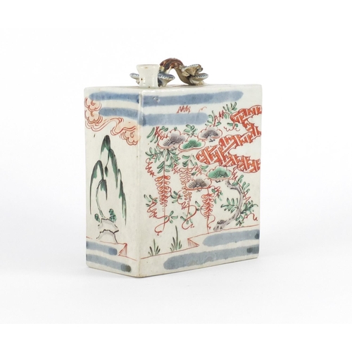 442 - Japanese Imari Tokkuri, hand painted with trees and mountains, 14.5cm high