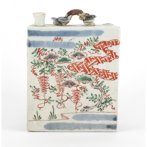 442 - Japanese Imari Tokkuri, hand painted with trees and mountains, 14.5cm high