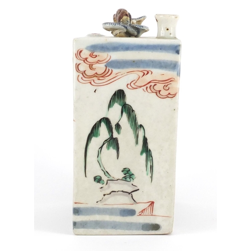 442 - Japanese Imari Tokkuri, hand painted with trees and mountains, 14.5cm high