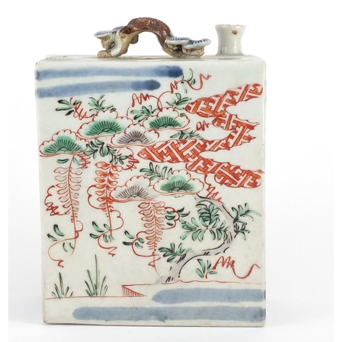 442 - Japanese Imari Tokkuri, hand painted with trees and mountains, 14.5cm high