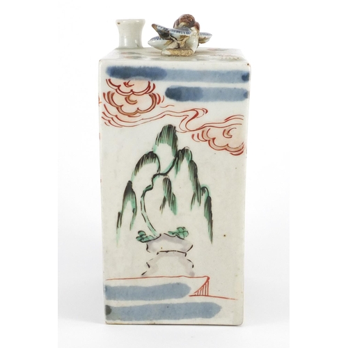 442 - Japanese Imari Tokkuri, hand painted with trees and mountains, 14.5cm high