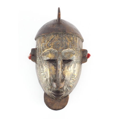 607 - Tribal interest carved wood Bambara warrior mask from Mali, 33cm high