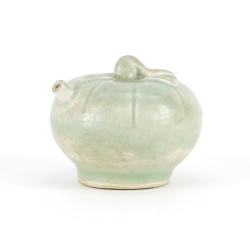 421 - Chinese porcelain celadon glazed water dropper in the form of a fruit, 6.5cm high