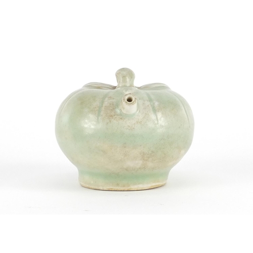 421 - Chinese porcelain celadon glazed water dropper in the form of a fruit, 6.5cm high