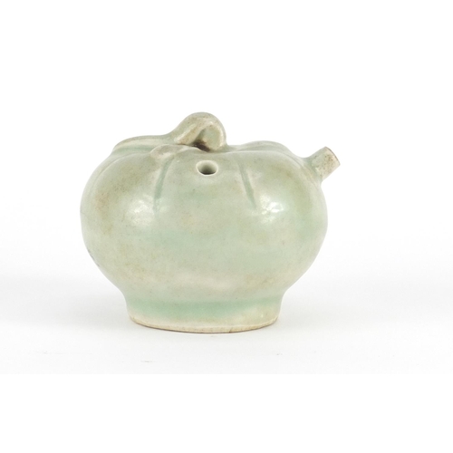 421 - Chinese porcelain celadon glazed water dropper in the form of a fruit, 6.5cm high