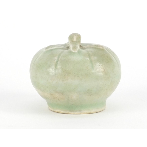 421 - Chinese porcelain celadon glazed water dropper in the form of a fruit, 6.5cm high