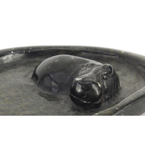 494 - Chinese carved nephrite brush washer and two soapstone brush rests carved with a hippopotamus and gi... 