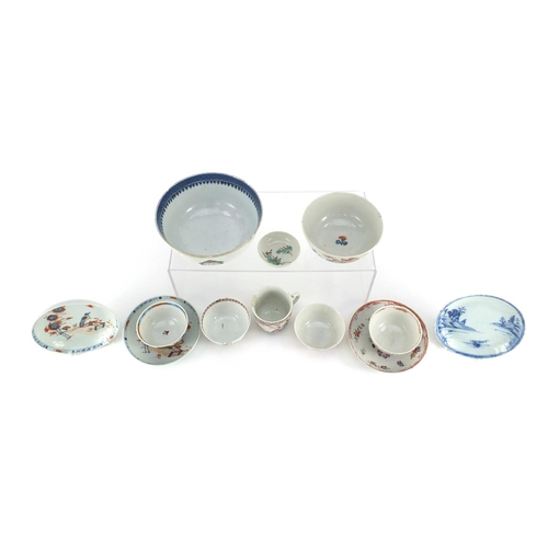 412 - Chinese porcelain including an Armorial bowl, famille rose tea bowls and saucers, the largest 14.5cm... 