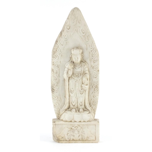 526 - Thai white marble carving of a deity, 41.5cm high