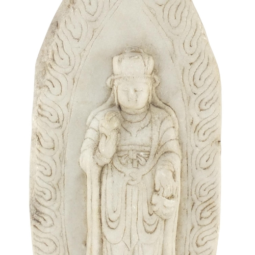 526 - Thai white marble carving of a deity, 41.5cm high