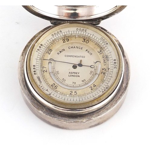 12 - Silver cased compensated barometer retailed by Asprey of London, London 1921, indistinct makers mark... 