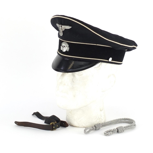 293 - German Military interest visor cap, bearing a J B Holzinger stamp to the interior