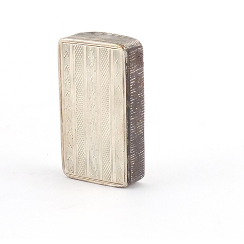 756 - Victorian rectangular silver vesta with cigar cutter end, by Foxall & Co, Birmingham 1852, 5cm in le... 