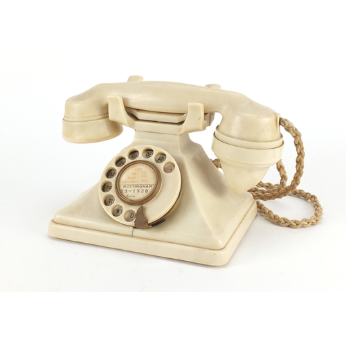 134 - Vintage GPO Bakelite pyramid telephone in ivory, 15cm high