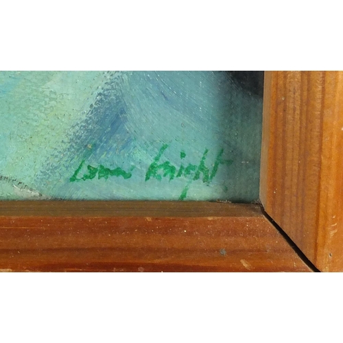 2324 - Fairground, Modern British oil on board, bearing a signature Laura Knight, framed, 49.5cm x 39cm