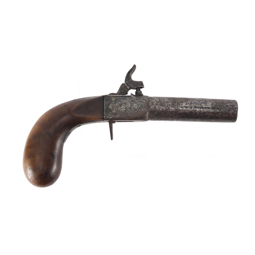 324 - Antique percussion cap pistol engraved with flowers, 20.5cm in length