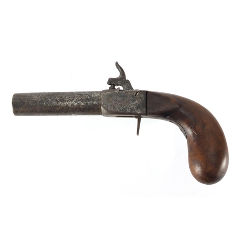 324 - Antique percussion cap pistol engraved with flowers, 20.5cm in length