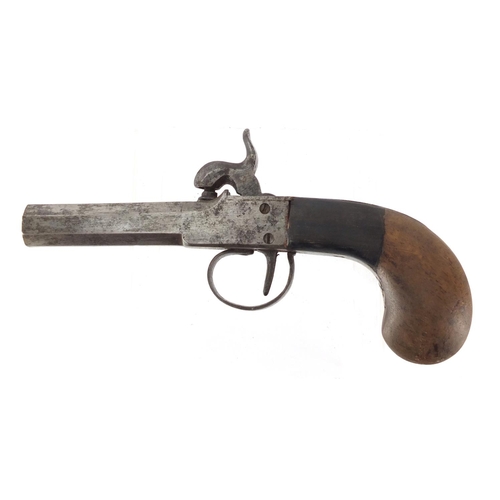 327 - Antique Percussion cap pistol with octagonal barrel, 17.5cm in length