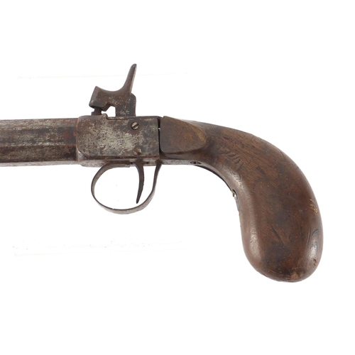 323 - Antique percussion cap pistol with octagonal barrel, 31.5cm in length