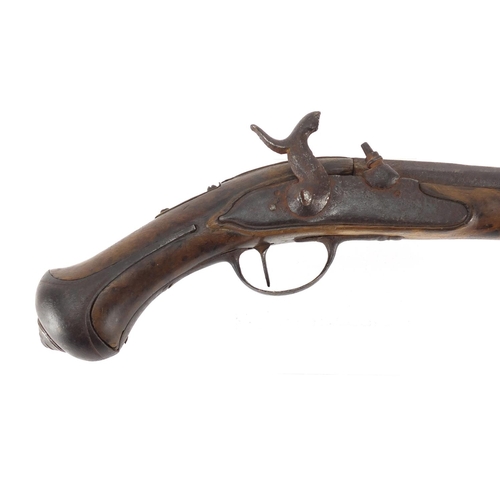 321 - Antique walnut percussion cap pistol, 39cm in length