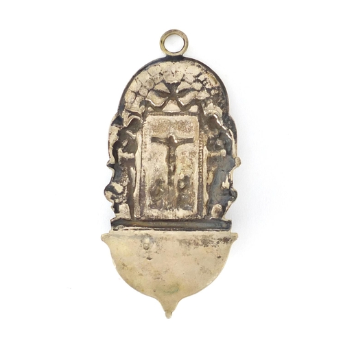 42 - 19th century silver coloured metal Holy water stoop, probably Italian, impressed marks to the revers... 
