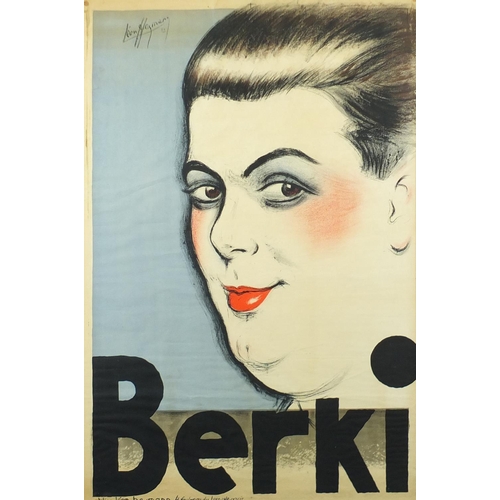181 - Vintage Léon Heymann Berki Museum poster, framed, 119cm x 79cm