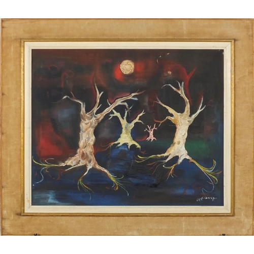 1270 - Tree study, Russian school oil on canvas, bearing an indistinct signature, mounted and framed, 59cm ... 