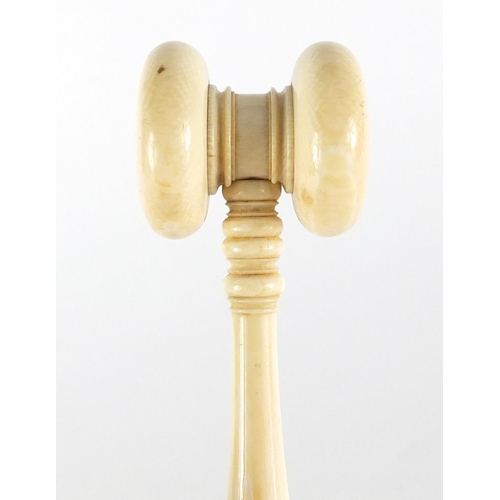 104 - Masonic interest carved ivory gavel, 14.5cm in length