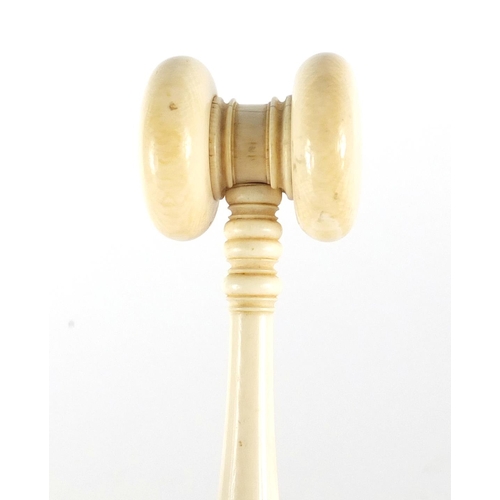 104 - Masonic interest carved ivory gavel, 14.5cm in length