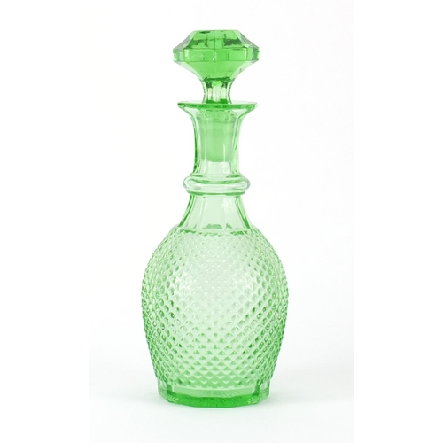 664 - Antique Bohemian Uranium glass decanter, 28.5cm high