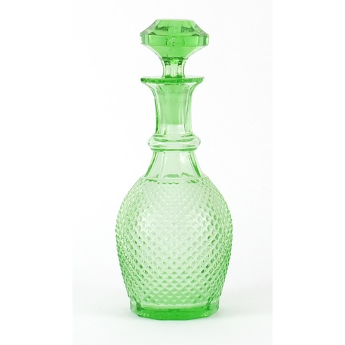 664 - Antique Bohemian Uranium glass decanter, 28.5cm high