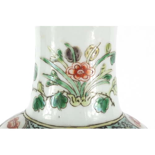 386 - Chinese porcelain vase, hand painted in the famille verte palette with birds of paradise and insects... 