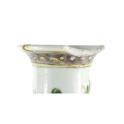 386 - Chinese porcelain vase, hand painted in the famille verte palette with birds of paradise and insects... 