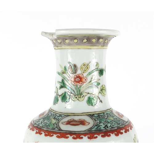 386 - Chinese porcelain vase, hand painted in the famille verte palette with birds of paradise and insects... 