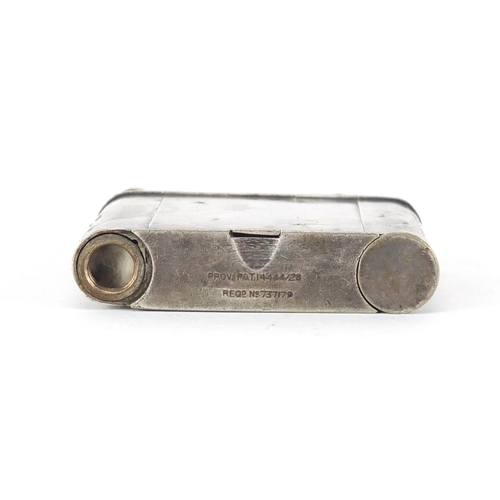 101 - Dunhill silver plated combination combat lighter/compact, impressed marks to the base, 6cm high