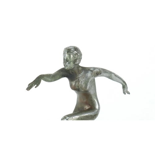 113 - Art Deco chrome car mascot in the form of a nude female dancer, 17.5cm high