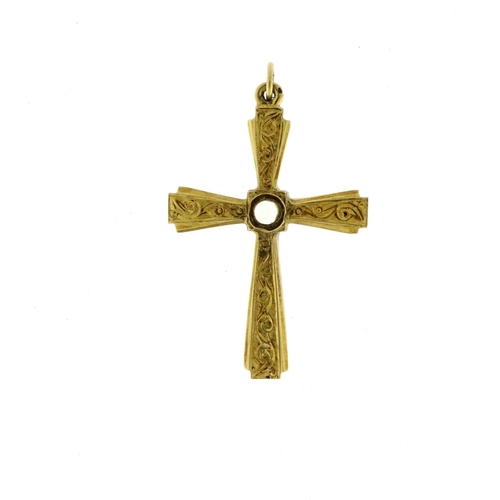 859 - 9ct gold crucifix pendant with The Lord's Prayer Stanhope, 3.5cm long, 4.9g