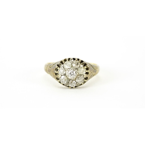 874 - 18ct gold diamond eight stone diamond cluster ring, J Y & S makers mark, size U, 7.1g