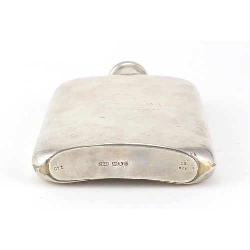 743 - Large silver hip flask engraved with a facsimile Noel Cowards autograph, by James Dickson & Sons Ltd... 