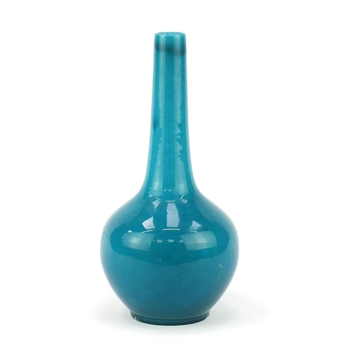 433 - Chinese turquoise glazed porcelain vase, with narrow neck, character marks to the base, 28cm high