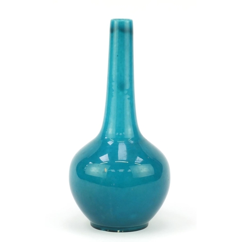 433 - Chinese turquoise glazed porcelain vase, with narrow neck, character marks to the base, 28cm high